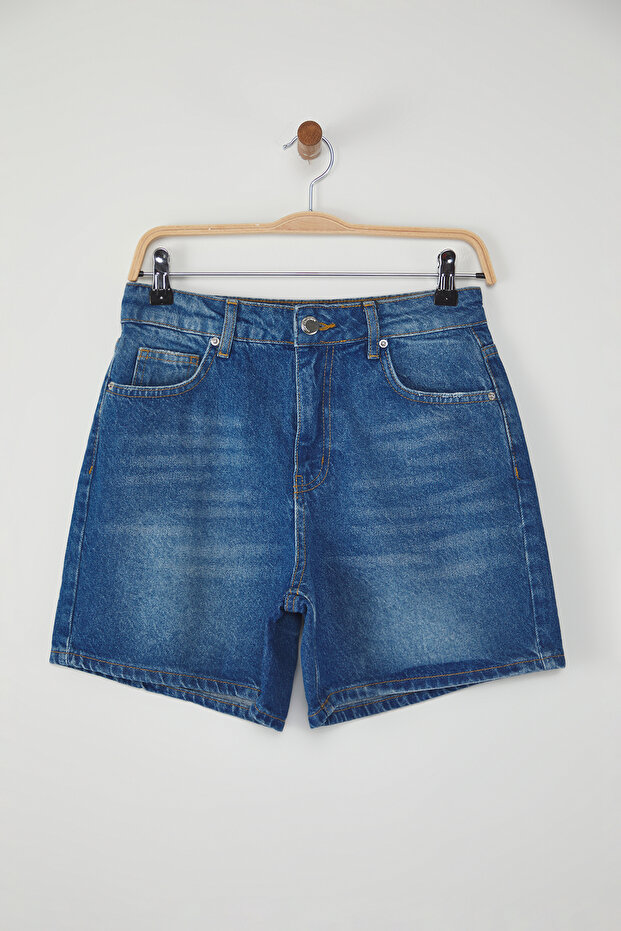 Mavi Yüksek Bel City Boy Denim Şort TWOSS25SR00172 - 7