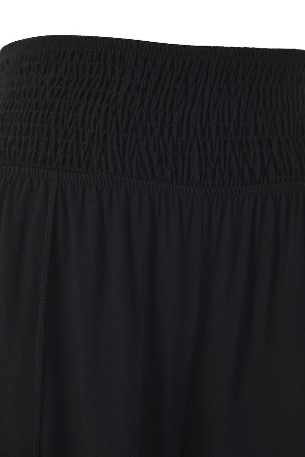 Siyah Düz Beli Gipeli Geniş Paça Plaj Giyim Büyük Beden Pantolon TBBSS25AR00010 - 10
