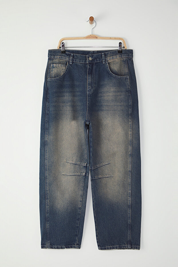Mavi Yüksek Bel Bagyy Fit %100 Pamuk Non-Stretch Büyük Beden Jeans TBBSS25CJ00000 - 5