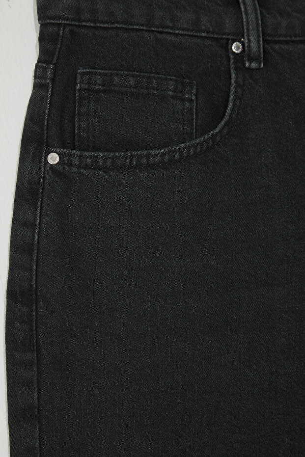 Siyah Baggy More Sustinable Kot Şort TMNSS25SR00054 - 6