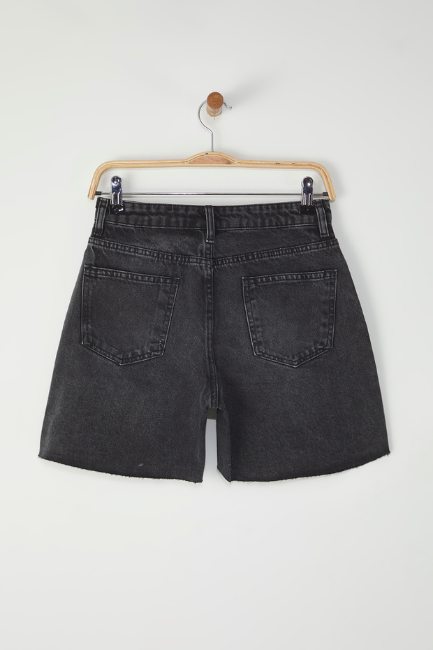 Siyah Paça Kesikli Yüksek Bel City Boy Denim Şort TWOSS25SR00177 - 6