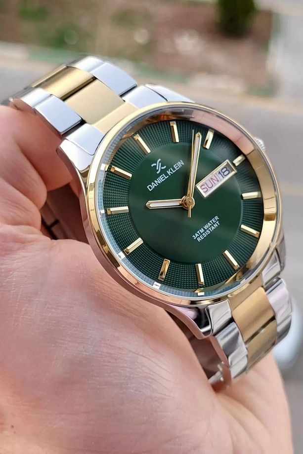 Kadranı Yeşil Altın Metalik Renk 2 Yıl Garantili 44 Mm Erkek Kol Saati - 3