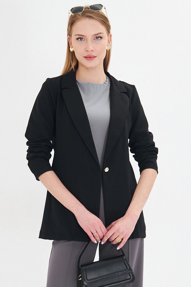 Kadın Siyah Tek Düğmeli Ceket Arm-23y001047 - 4