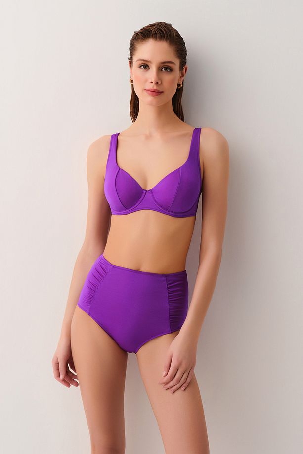 Yüksek Bel Pileli Bikini Alt - 2