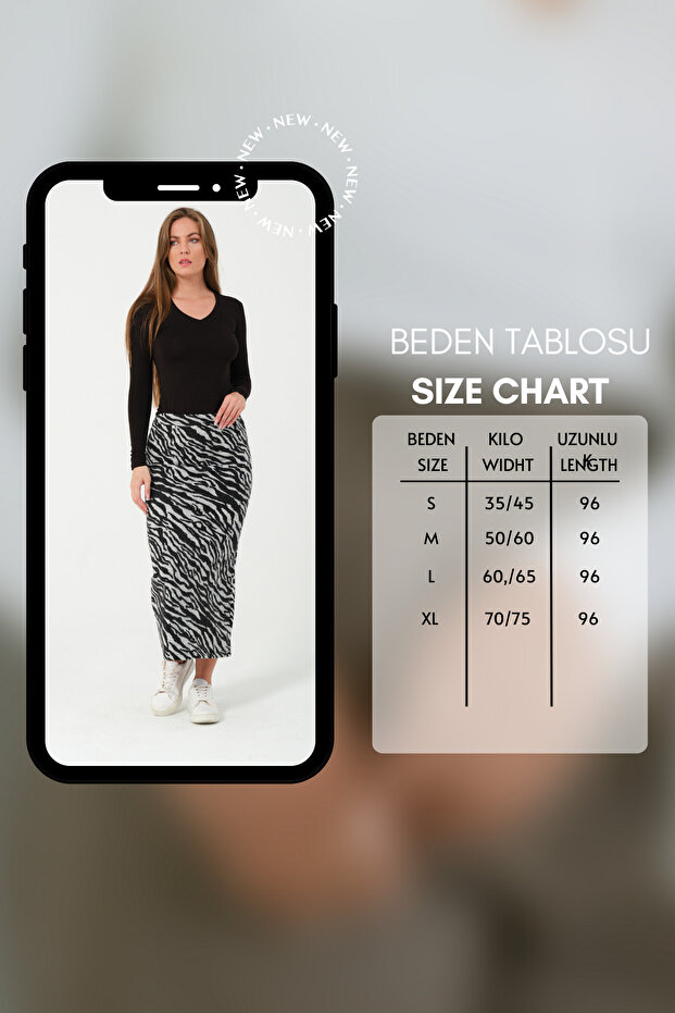 Kalem Etek Zebra Desen Esnek Kışlık Kumaş Maxi Boy 96cm - 8