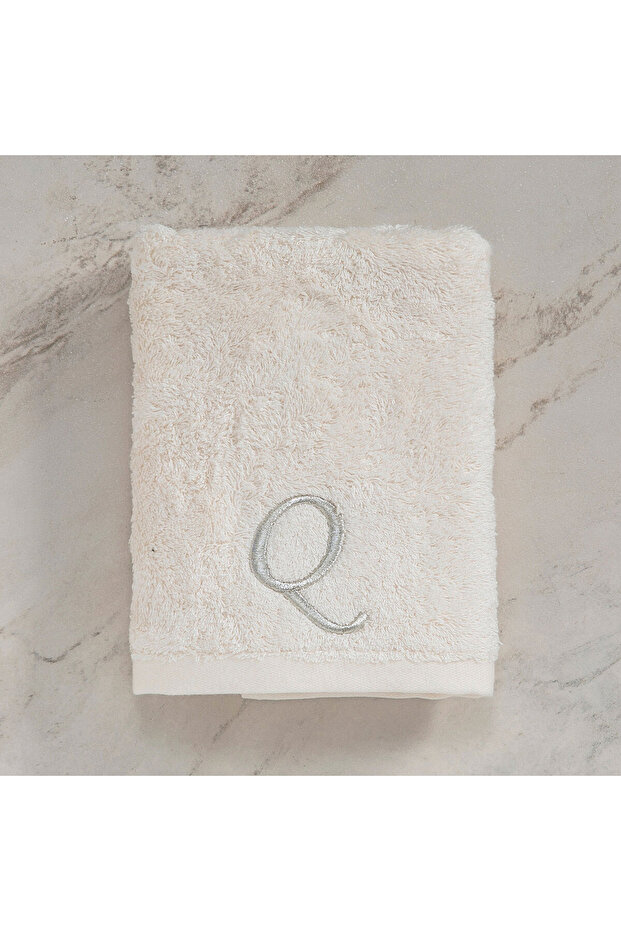 50x90 Cm Ecru Solid Embroidered Face Towel - 1