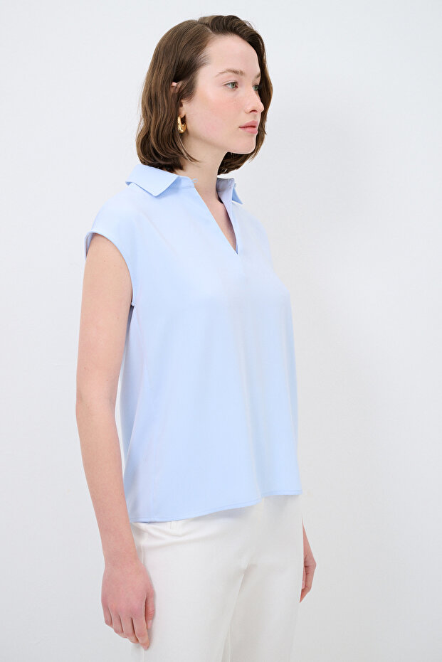 Yakalı Kolsuz Bluz - 5