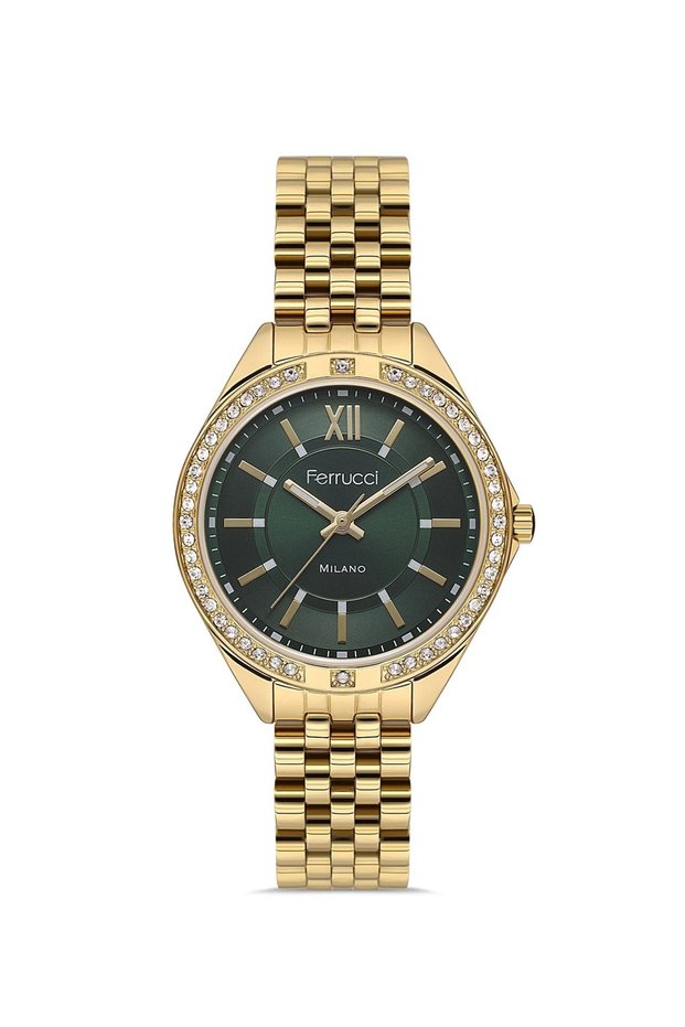 Women's Wristwatch Gold Color Stone Green Dial 2 Years Warranty Fc012503468M.05640003