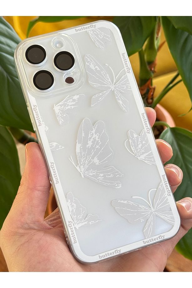 Apple iPhone 13 Pro Max Kılıf Tasarımlı Desenli Kamera Korumalı Şeffaf Kelebek Yumuşak Silikon Kapak - 3