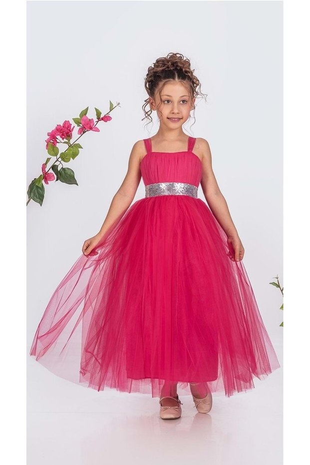 Girl's Graduation Tulle Satin Gipeli Evening Dress Floor-Length Special Occasion