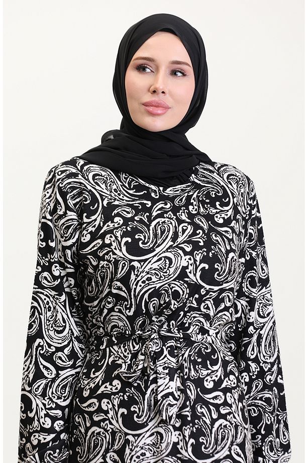 Kuşaklı Emrpime Süet Elbise 4582A-01 Siyah - 3