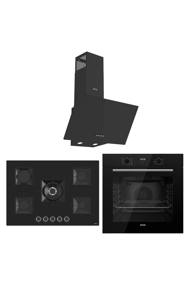 Flowart Florenz Essential Siyah 3'lü Ankastre Set ( QBL63CS-SS035-D086 ) - 1