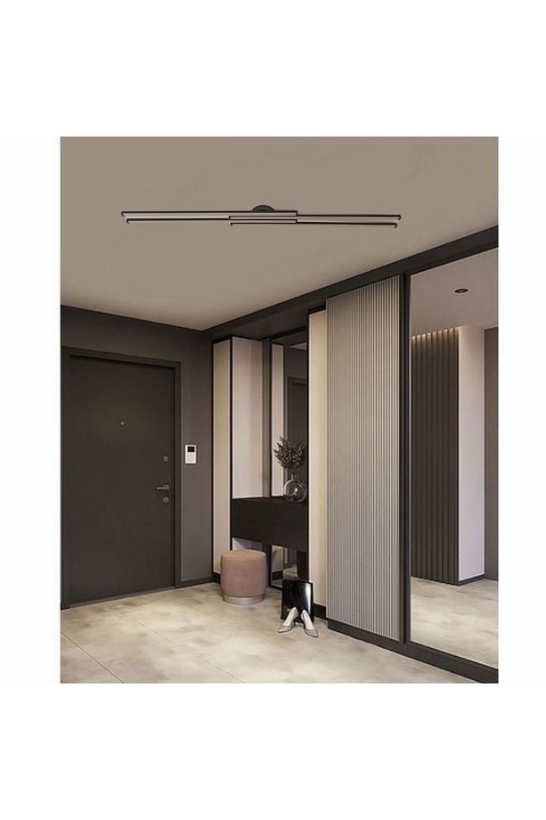 Modern Tavan Aydınlatması Çubuk Led Siyah Günışığı Lineer Avize Armatür 4lü - 1