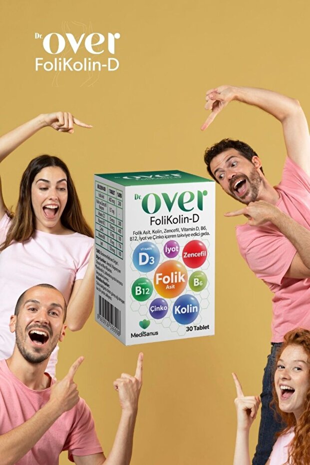 Folikolin D, Folik Asit, Kolin, Zencefil, Vitamin D, B6, B12, Iyot Ve Çinko, 30 Tablet - 2
