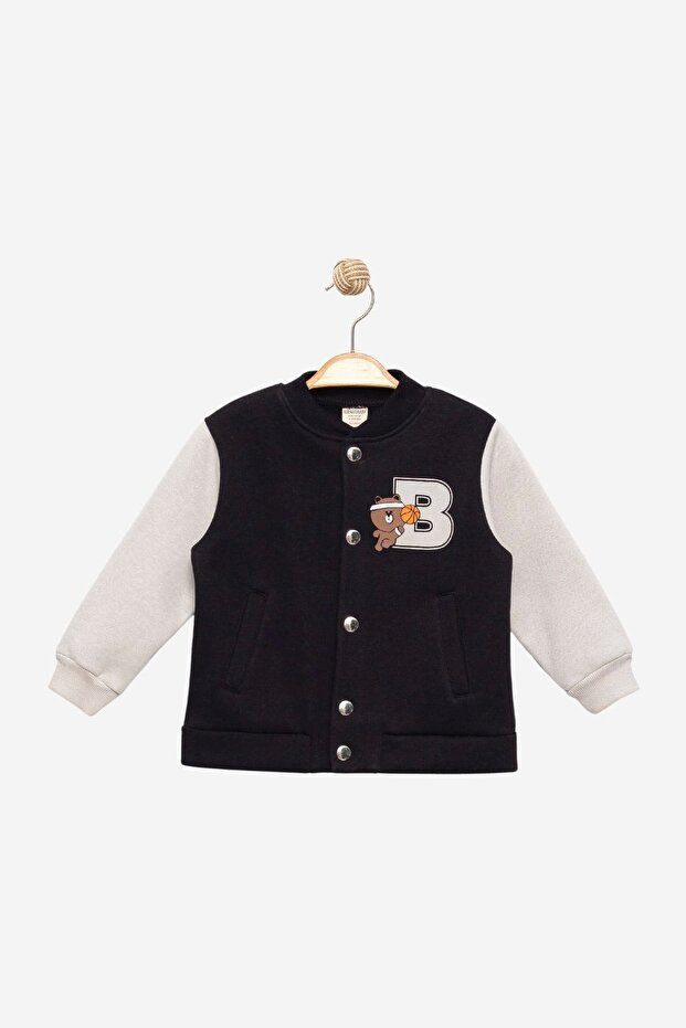 Unisex Combination Black College Jacket - Girls Boys Clothing
