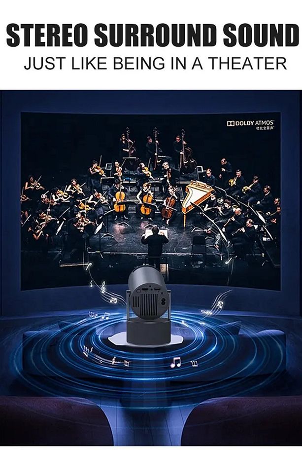 Mikrofonlu Projektör 4K Android 11 Taşınabilir Ev Sineması Video Projektörleri KARAOKE projektör - 4