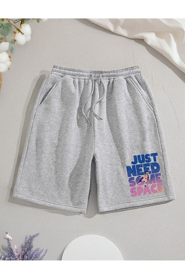 Need Some Space Baskılı Şık Mevsimlik Unisex Şort Bermuda - 1