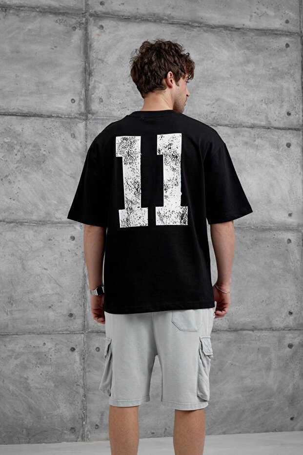 Men's T-Shirt Remedy Crew Written Black Oversize Printed Crew Neck Thick Cotton Fabric
