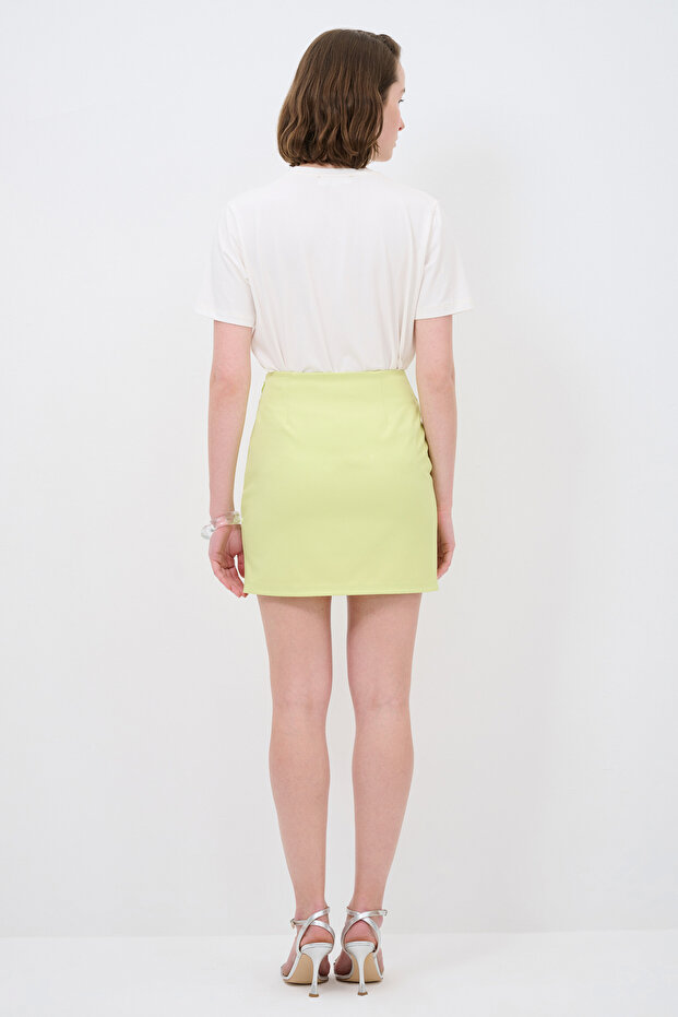 Yırtmaçlı Mini Dar Etek - 5