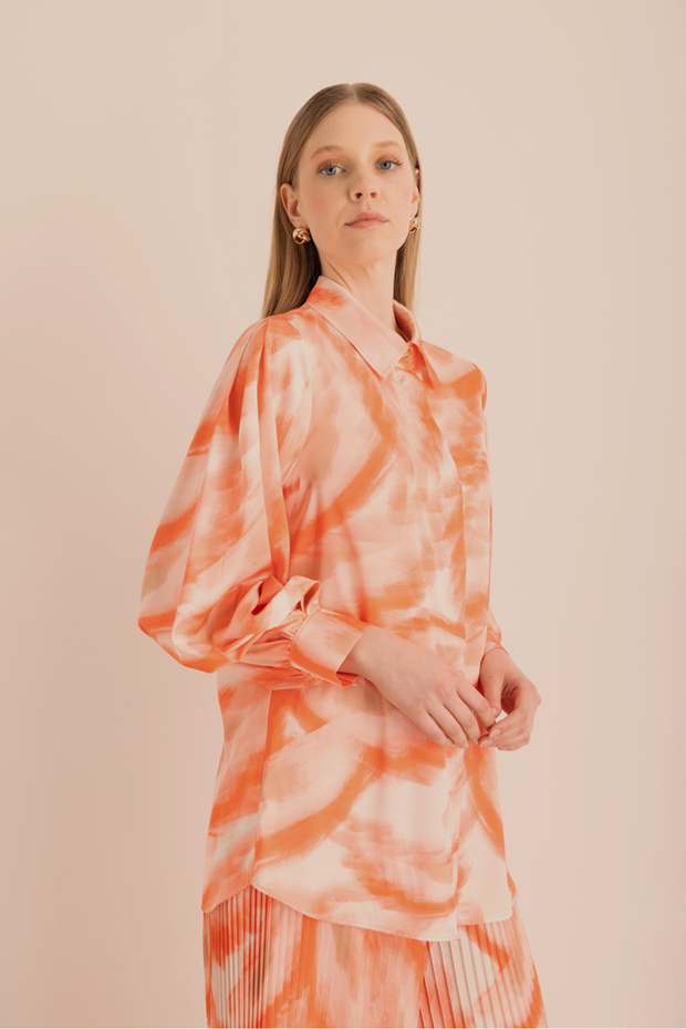 Patterned Satin Shirt - 4