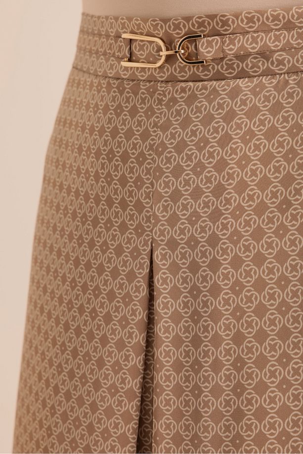 Monogram Desenli Pilikaşe Detaylı Dokuma Etek - 3