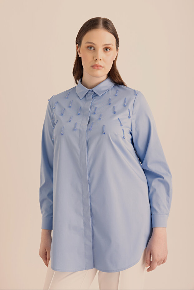 İşlemeli Cotton Gömlek - 6