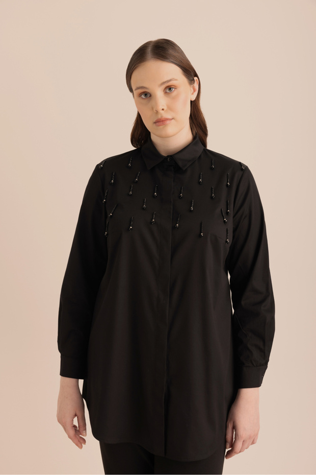 İşlemeli Cotton Gömlek - 5