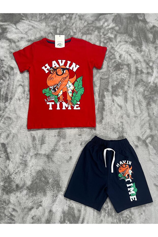 3-6 Years Old Boy's Suit with Printed Shorts