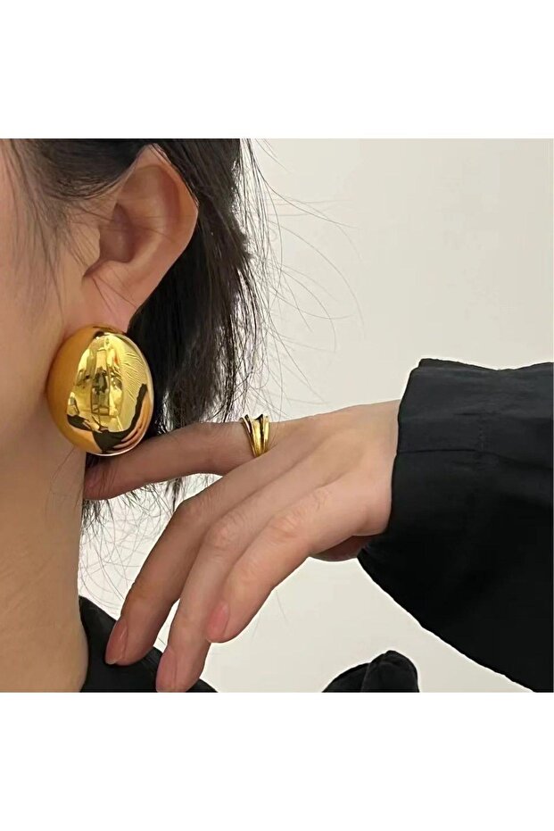 Çelik Düğme Küpe - 2