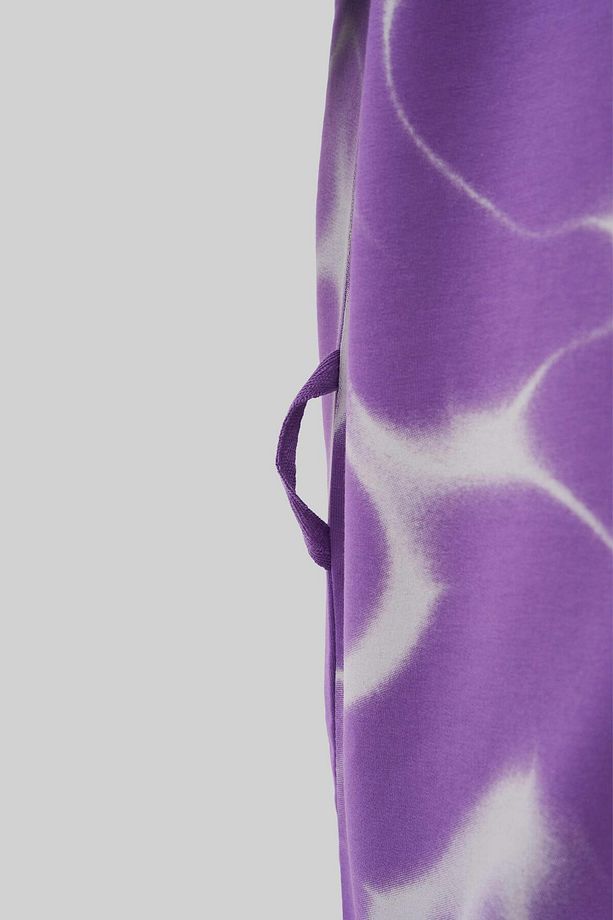 Erkek All Over Abstract Pattern Printed Oversize Mor Tişört - 3