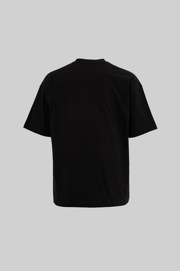 Erkek Technical Zig-Zag Embroidered Oversize Siyah Tişört - 2