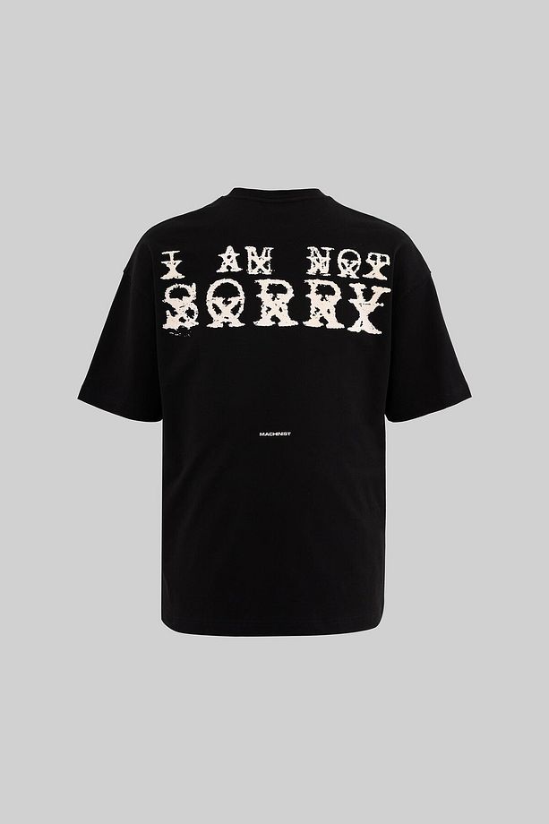 Erkek I Am Not Sorry Printed Oversize Siyah Tişört - 1