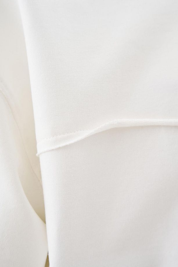 Erkek Technical Embroidered Oversize Ekru Tişört - 3