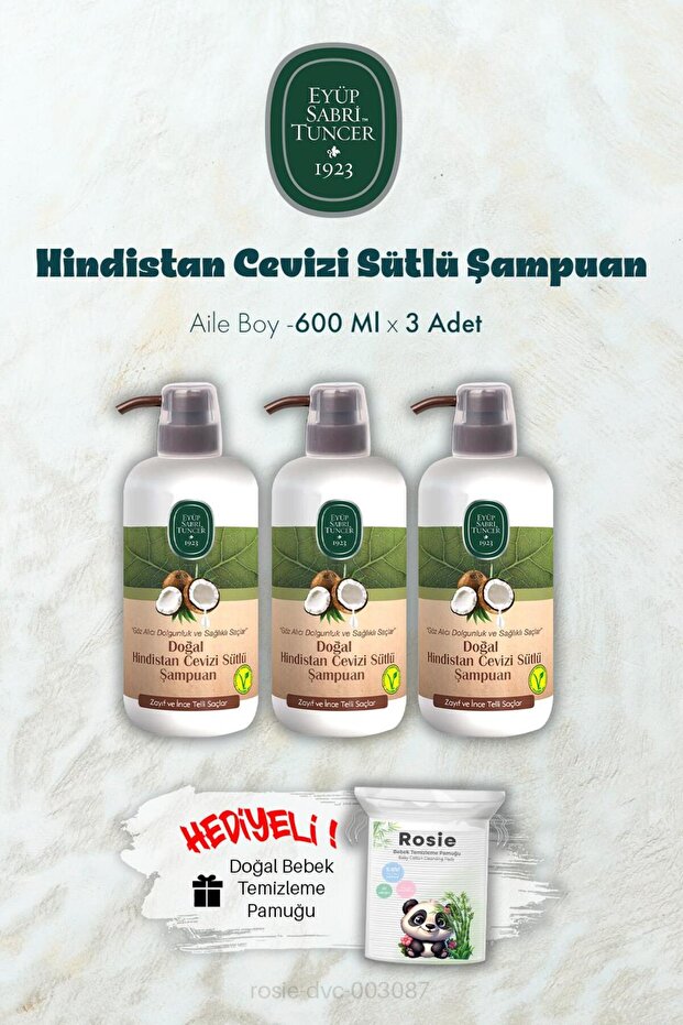 600 ml Coconut Milk Shampoo X 3 and Rosie Gift