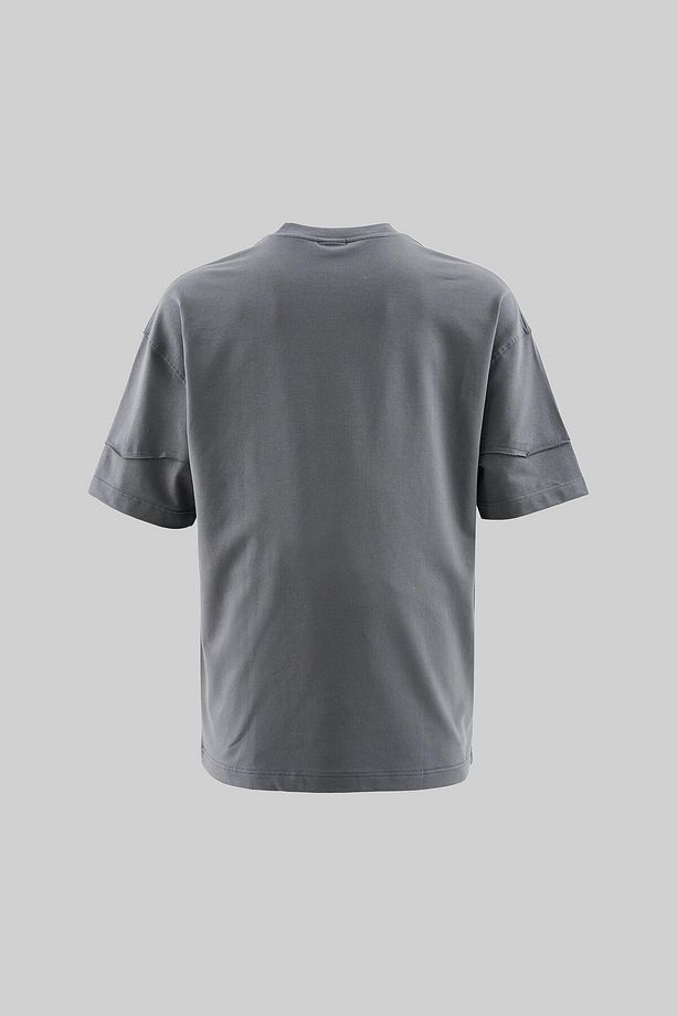 Erkek Technical Embroidered Oversize Smoked Tişört - 2