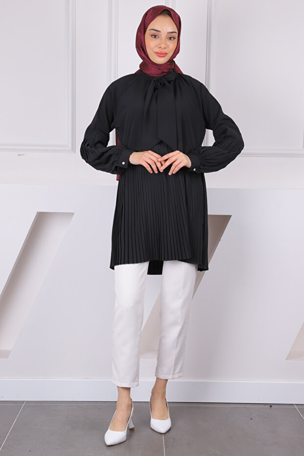 Siyah Piliseli Modal Tunik - 3