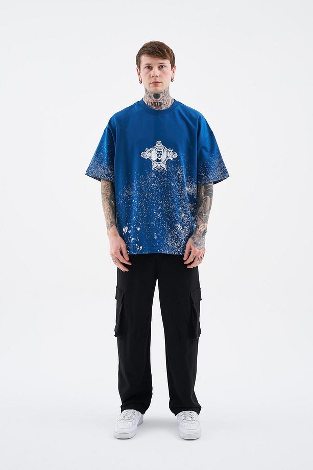 Erkek Philosophers Oversize İndigo Tişört - 6