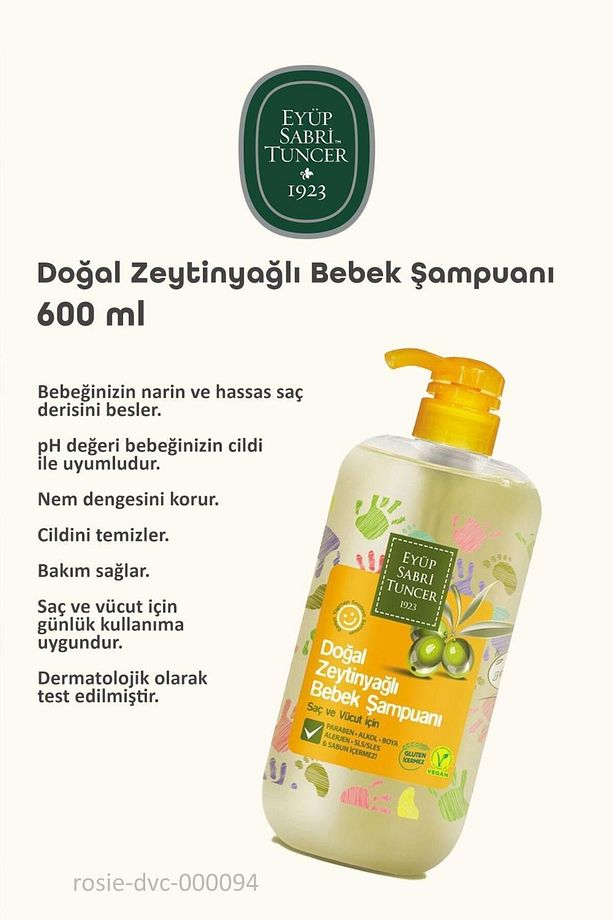 3 Adet Zeytinyağlı Bebek Şampuan 600 ML ve Şampuan Fırçası Hediyeli - 2