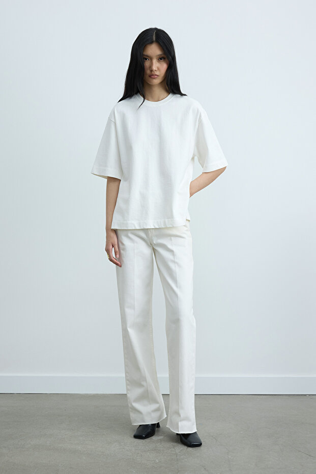 Ekru Nox Oversize Tişört - 3