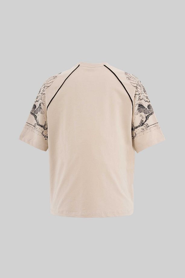 Erkek Hippogriff Raglan Oversize Soft Bej Tişört - 4
