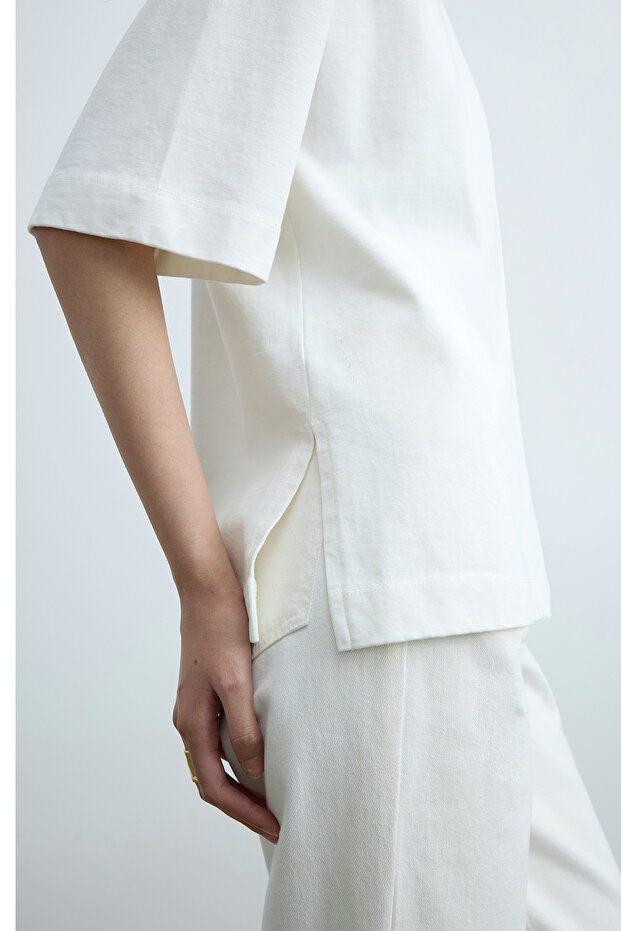 Ekru Nox Oversize Tişört - 6