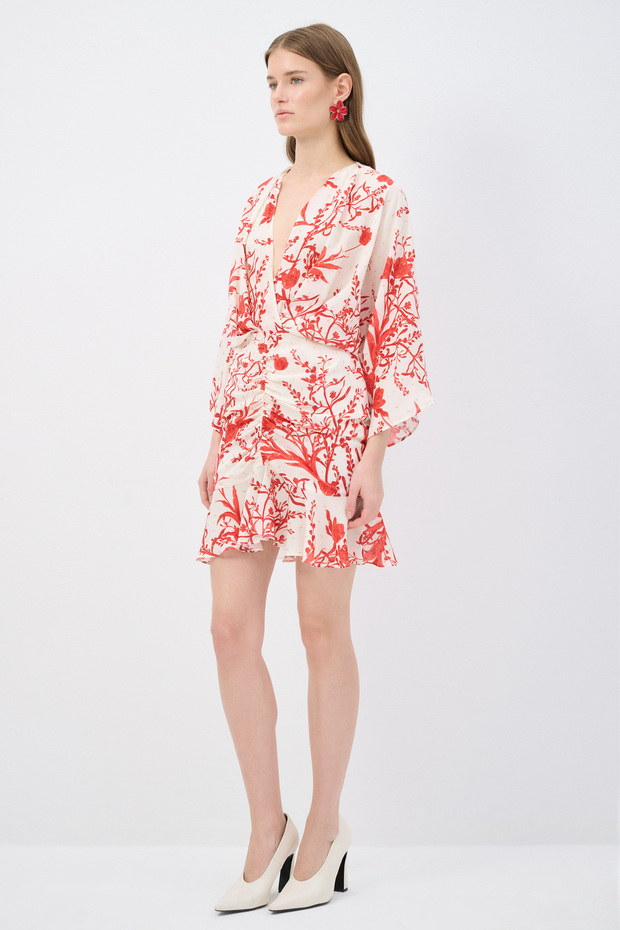 Büzgü Detaylı Mini Elbise - 5