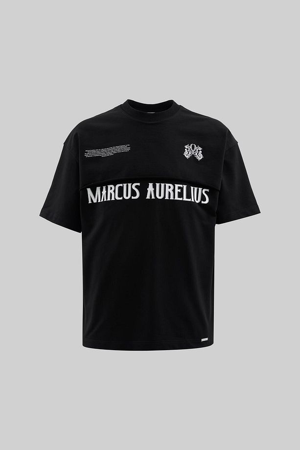 Erkek Marcus Aurelius Oversize Siyah Tişört - 1