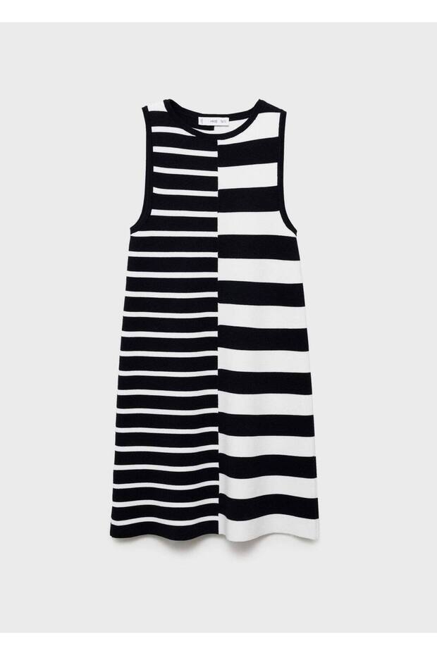 Çizgili triko elbise - 3