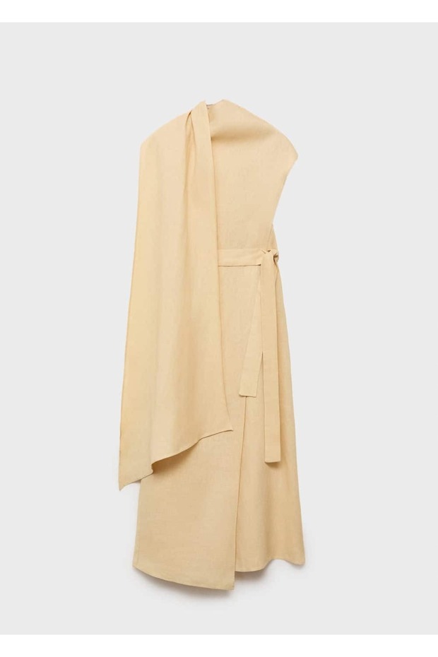 Kemerli keten elbise - 3