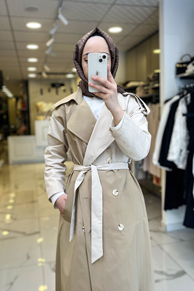 Sedna Camel Çift Renkli Trençkot - 5