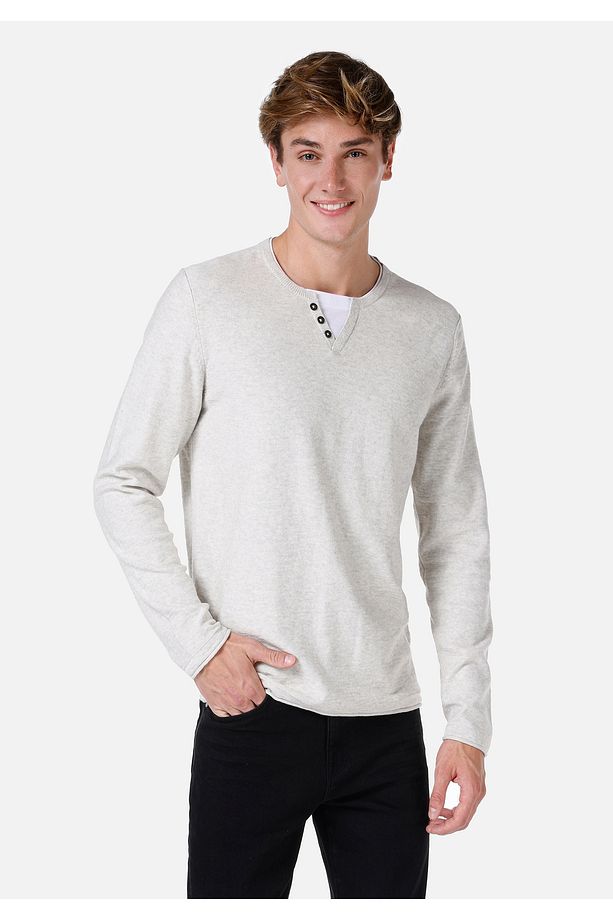 Regular Fit Yuvarlak Yaka Erkek Gri Kazak - 1