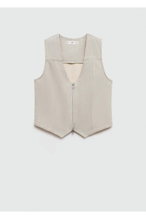 Çizgili fermuarlı yelek - 2