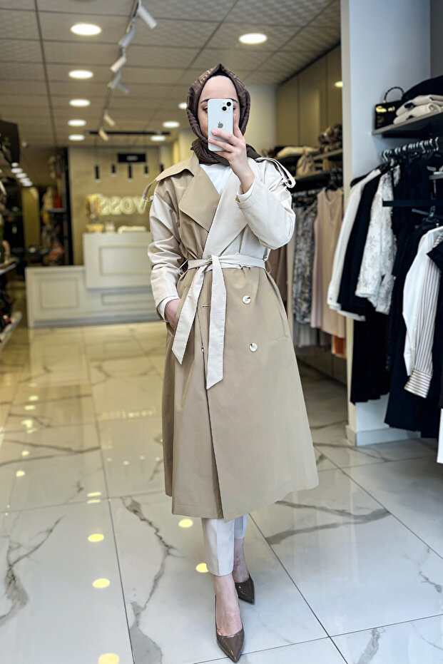 Sedna Camel Çift Renkli Trençkot - 1
