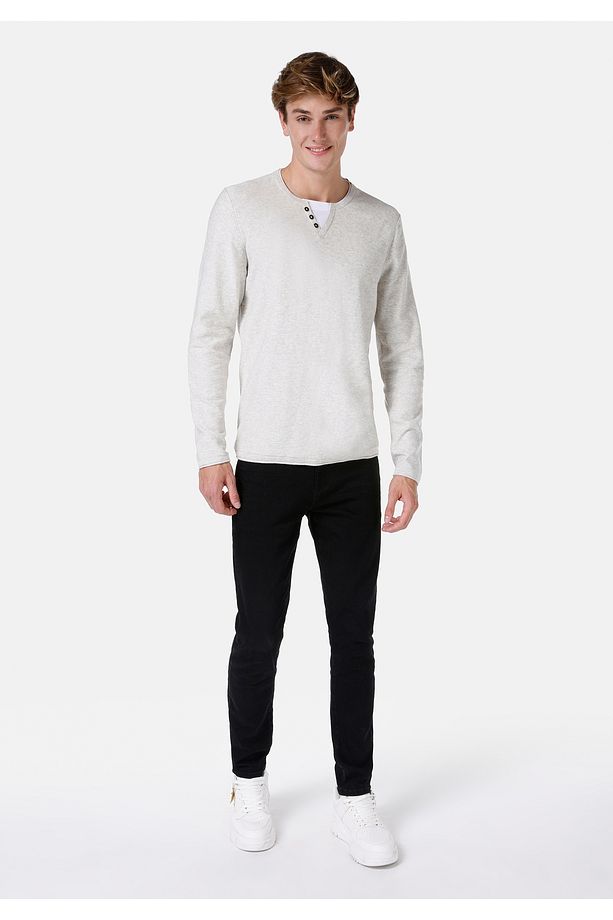 Regular Fit Yuvarlak Yaka Erkek Gri Kazak - 3